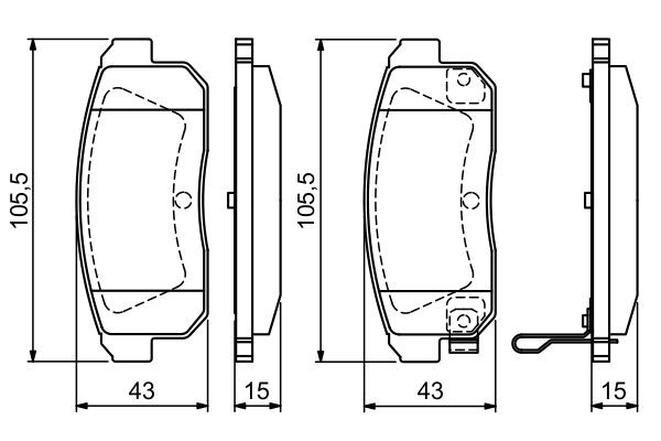 BOSCH 0 986 494 223 Brake pad set Low-Metallic, with acoustic wear warning, with anti-squeak plate, with mounting manual