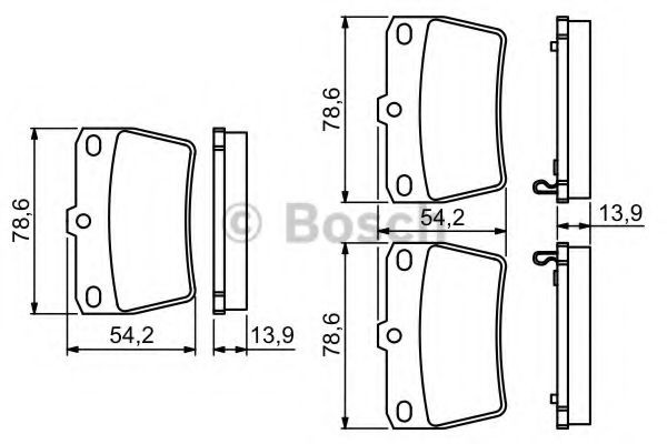 0986494350 Set of brake pads 23656 BOSCH Low-Metallic, with acoustic wear warning