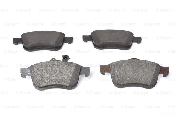0986494453 Set of brake pads 24727 BOSCH Low-Metallic, incl. wear warning contact, with anti-squeak plate, with mounting manual