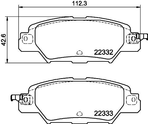 22332 MINTEX with acoustic wear warning, with accessories Height: 42,6mm, Width: 112,4mm, Thickness: 14,3mm Brake pads MDB3866 buy