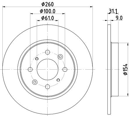 98200 2342 MINTEX 260x9mm, 04/08x100, solid Ø: 260mm, Brake Disc Thickness: 9mm Brake rotor MDC2669 buy