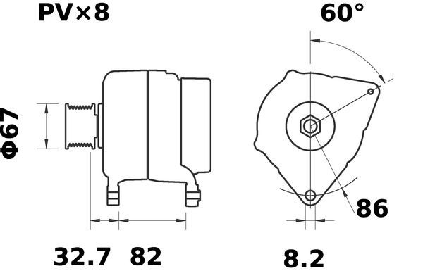 MS285 Starter motor IS0772 MAHLE ORIGINAL 12V, 1,7kW, Number of Teeth: 9, Ø 82,5 mm