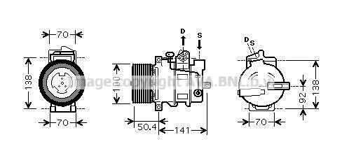 PRASCO 7SEU17C, R 134a, without magnetic clutch Belt Pulley Ø: 100mm AC compressor MSAK431 buy