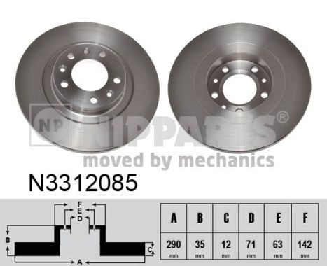NIPPARTS Rear Axle, 290x12mmx108, solid Ø: 290mm, Brake Disc Thickness: 12mm Brake rotor N3312085 buy
