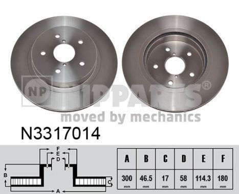 NIPPARTS Rear Axle, 300x17mm, 5x114,3, internally vented Ø: 300mm, Num. of holes: 5, Brake Disc Thickness: 17mm Brake rotor N3317014 buy