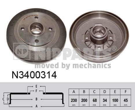 NIPPARTS 230mm Drum Brake N3400314 buy