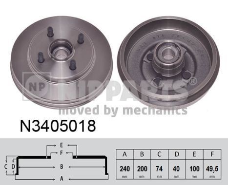 N3405018 NIPPARTS Brake drum HYUNDAI 240mm