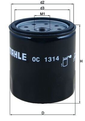 72425523 MAHLE ORIGINAL OC1314 Oil filter 30153000