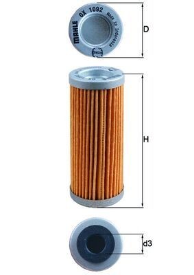 72413153 MAHLE ORIGINAL Filter Insert Inner Diameter 2: 12mm, Ø: 33,5mm, Height: 86,5mm Oil filters OX 1092 buy