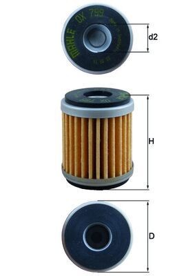 Achat de Moto MAHLE ORIGINAL Cartouche filtrante Diamètre intérieur 2: 14mm, Ø: 38,0mm, Hauteur: 46,0mm Filtre à huile OX 799 pas chères