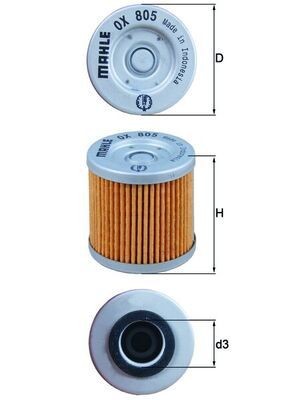 72407328 MAHLE ORIGINAL Filter Insert Inner Diameter 2: 19mm, Ø: 44,0mm, Height: 47,4mm Oil filters OX 805 buy