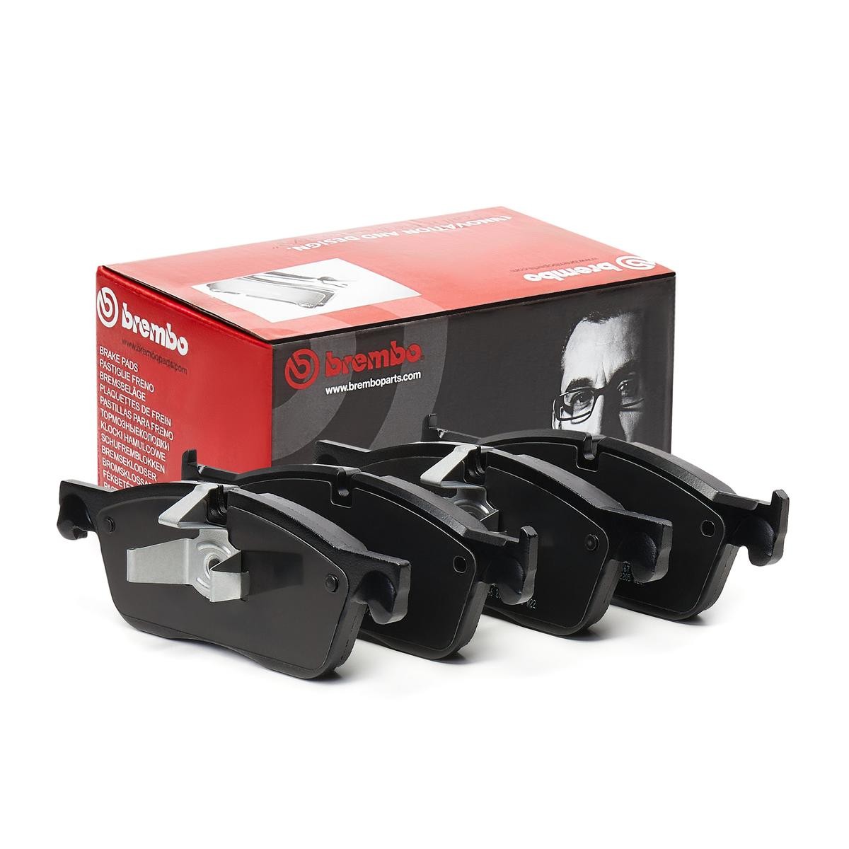 P44026 Set of brake pads D18389067 BREMBO prepared for wear indicator, with piston clip, without accessories