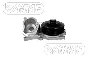 GRAF PA1164 Water pump with seal, Mechanical, Metal, Water Pump Pulley Ø: 98,6 mm, for v-ribbed belt use