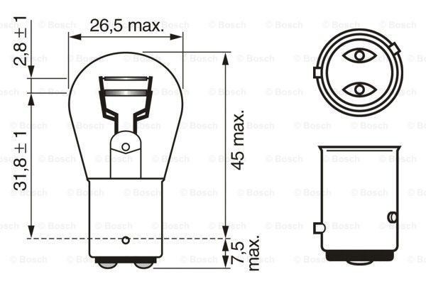 BOSCH P21/4W Bulb, brake / tail light P21/4W, 12V 21/4W