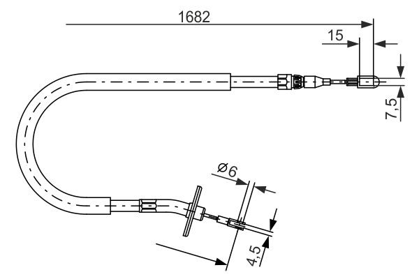 Original BOSCH BC565 Hand brake cable 1 987 477 703 for MERCEDES-BENZ SPRINTER