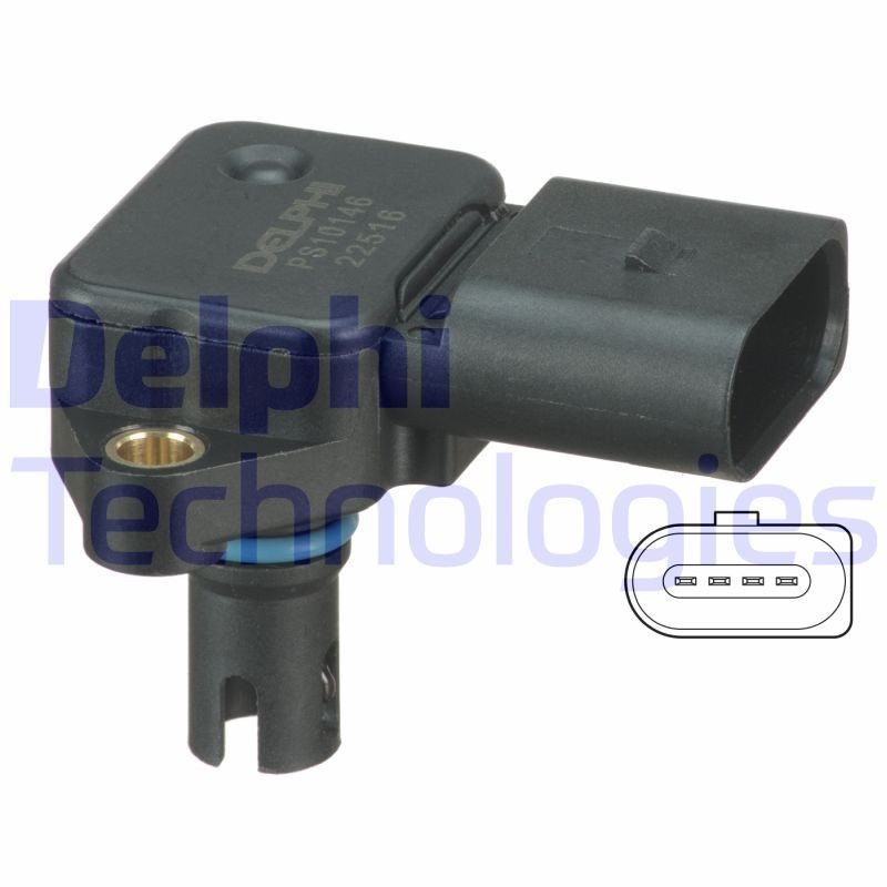 Original PS10146 DELPHI Intake manifold pressure sensor SKODA