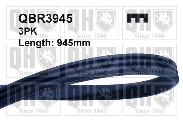 3PK942 QUINTON HAZELL 945mm, 3 Number of ribs: 3, Length: 945mm Alternator belt QBR3945 buy