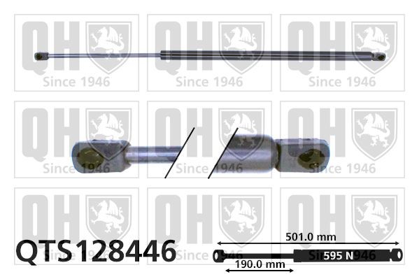 QUINTON HAZELL 595N, 501 mm Stroke: 190mm Gas spring, boot- / cargo area QTS128446 buy