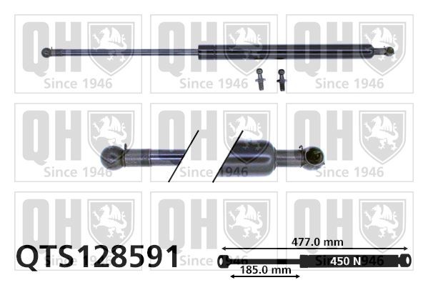 QUINTON HAZELL 450N, 477 mm Stroke: 185mm Gas spring, boot- / cargo area QTS128591 buy