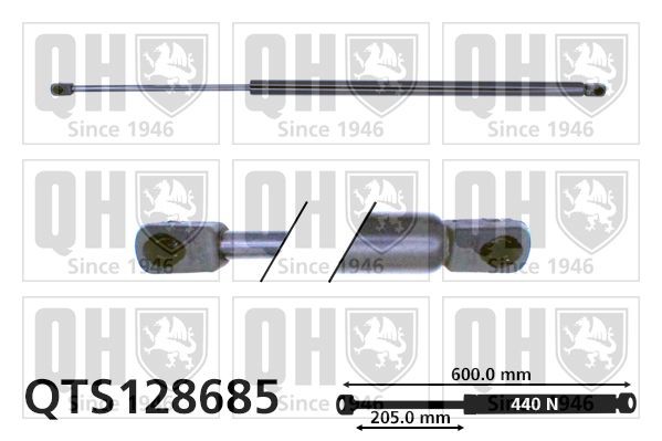QUINTON HAZELL 440N, 600 mm Stroke: 205mm Gas spring, boot- / cargo area QTS128685 buy