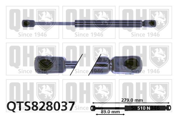 QUINTON HAZELL 510N, 279 mm Stroke: 89mm Gas spring, boot- / cargo area QTS828037 buy