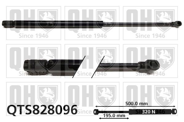 QUINTON HAZELL 320N, 500 mm Stroke: 195mm Gas spring, boot- / cargo area QTS828096 buy