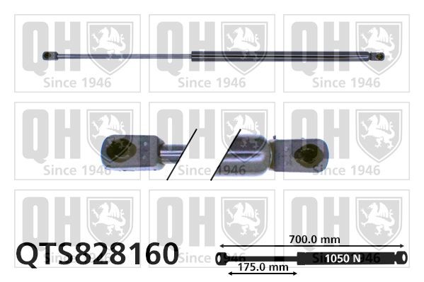 QUINTON HAZELL 1050N, 700 mm Stroke: 175mm Gas spring, boot- / cargo area QTS828160 buy