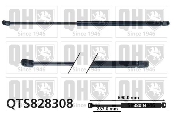 QUINTON HAZELL Bonnet strut QTS828308 Volkswagen PASSAT 2008