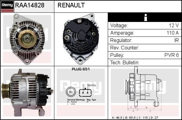 DELCO REMY RAA14828 Alternator RENAULT experience and price