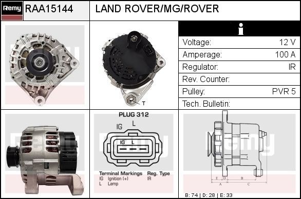 Original RAA15144 DELCO REMY Alternators LAND ROVER