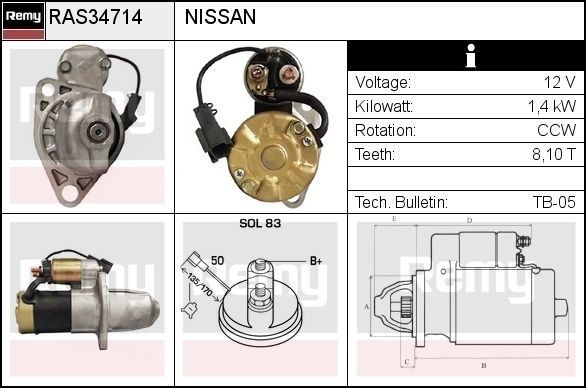 DS4713N DELCO REMY RAS34714 Starter motor S114-801D