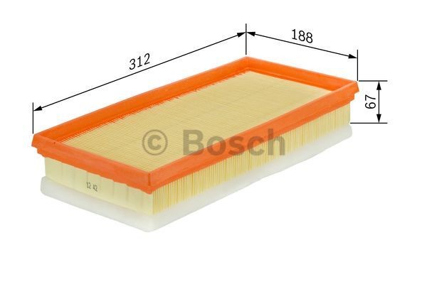 BOSCH F026400007 Engine filter 68mm, 189mm, 312mm, Filter Insert