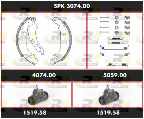 Brake drums and shoes ROADHOUSE Super Precision Kit Rear Axle, with wheel brake cylinder - SPK 3074.00