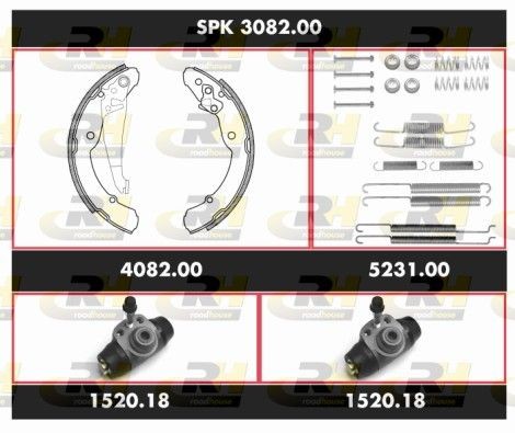 Brake drums and pads ROADHOUSE Super Precision Kit Rear Axle, with wheel brake cylinder - SPK 3082.00