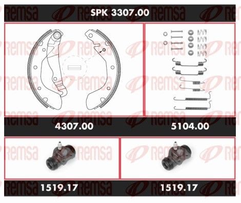 Opel ASTRA Brake Set, drum brakes REMSA SPK 3307.00 cheap