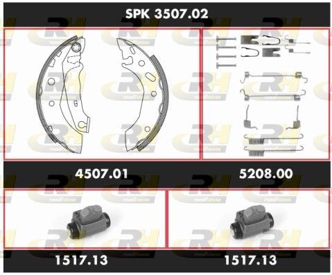 Brake set, drum brakes ROADHOUSE Super Precision Kit Rear Axle, with wheel brake cylinder - SPK 3507.02
