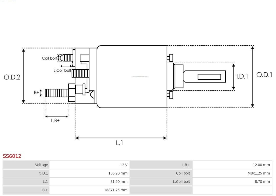 AS-PL SS6012 Starter motor solenoid