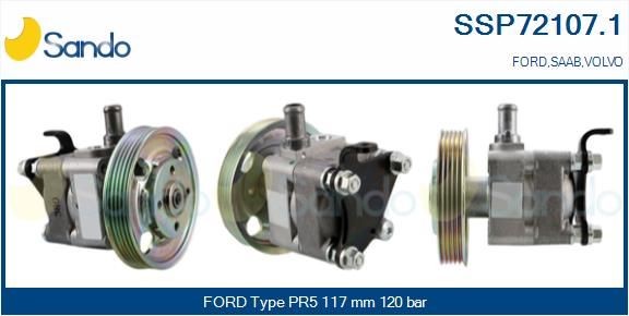 SANDO Hydraulic, 120 bar, Number of ribs: 5, Belt Pulley Ø: 117 mm, for left-hand/right-hand drive vehicles Pressure [bar]: 120bar, Left-/right-hand drive vehicles: for left-hand/right-hand drive vehicles Steering Pump SSP72107.1 buy