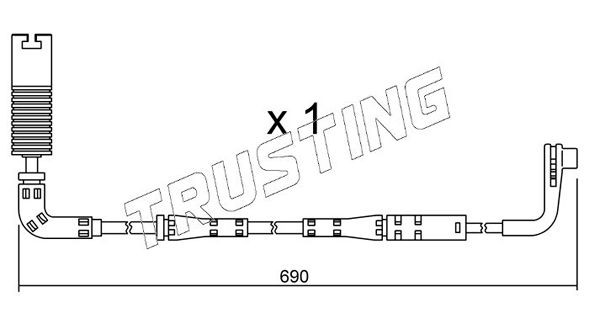 TRUSTING Length: 690mm Warning contact, brake pad wear SU.157 buy