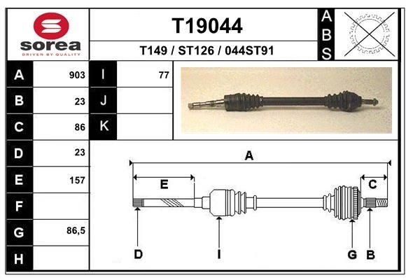 T149 EAI 903mm, 87mm Length: 903mm, External Toothing wheel side: 23 Driveshaft T19044 buy