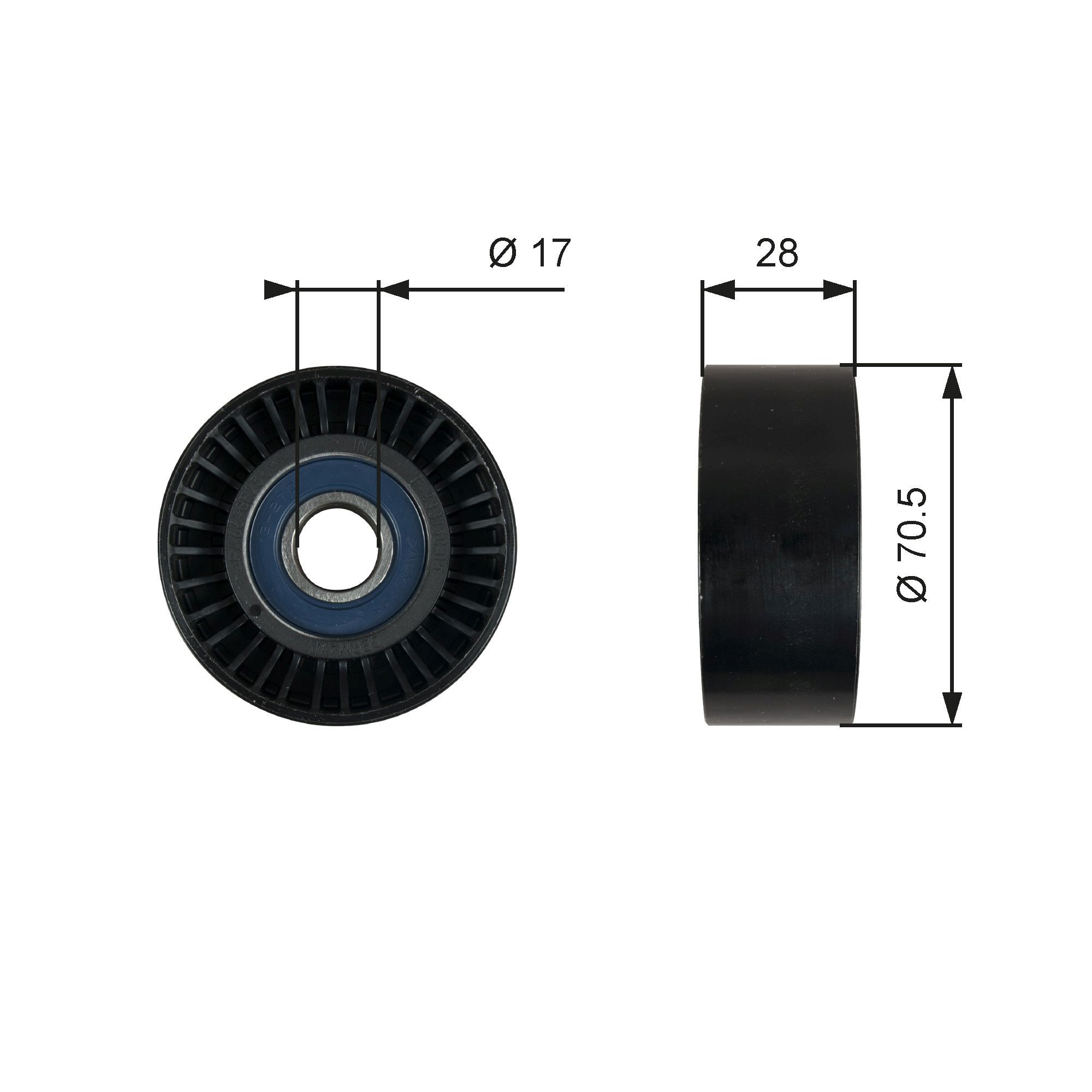GATES T36759 Deflection / Guide Pulley, v-ribbed belt BOOST™ DN CVT Belt