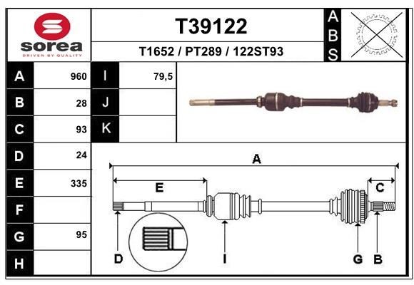 T1652 EAI T39122 Joint kit, drive shaft 1497192088