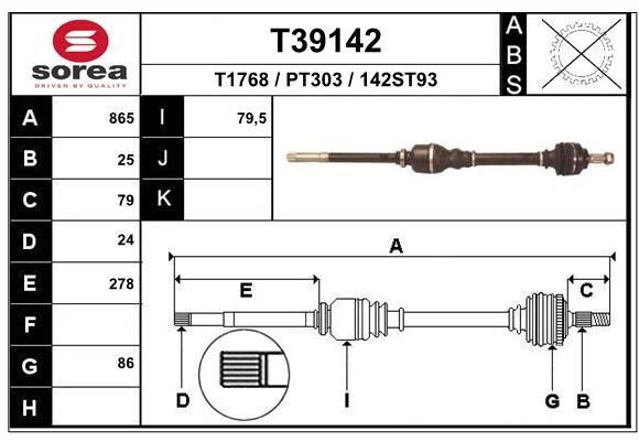 T1768 EAI T39142 Joint kit, drive shaft 3273 KR