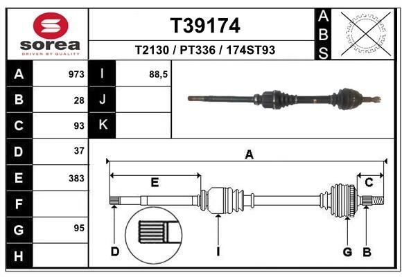 t39174 Drive shaft T2130 EAI T39174