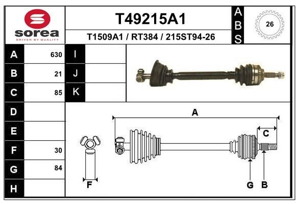T1509A1 EAI T49215A1 Drive shaft 7701352770