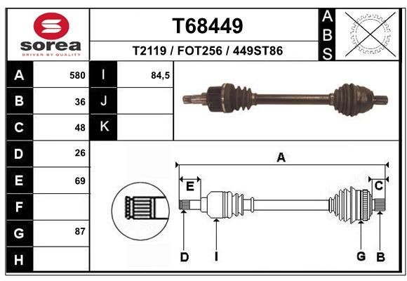 T2119 EAI T68449 Drive shaft 1599079