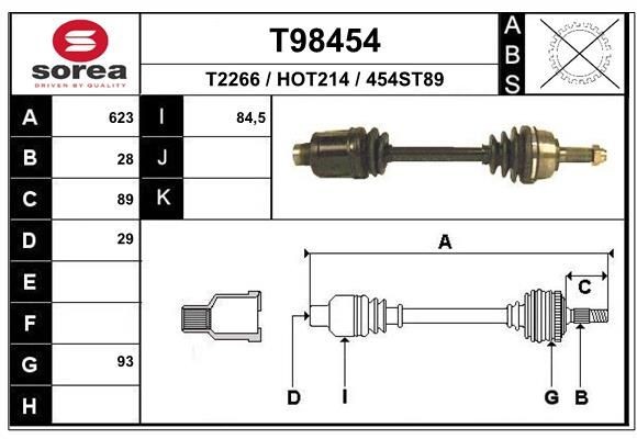 T2266 EAI T98454 Joint kit, drive shaft 44306-SKN-E00