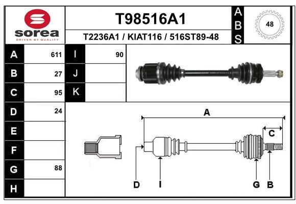 T2236A1 EAI T98516A1 Joint kit, drive shaft 495002E600