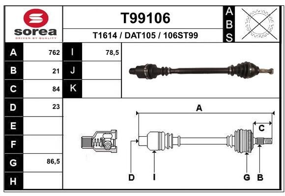 T1614 EAI T99106 Drive shaft 6001548103