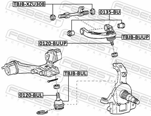 FEBEST Repair Kit, stub axle TBJB-XZU308 for TOYOTA DYNA